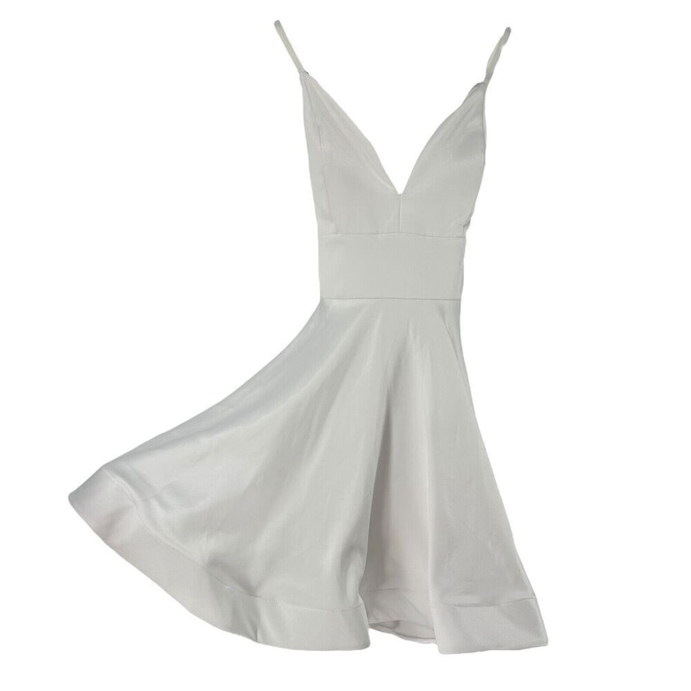 Dainty Hooligan Dress White Size L Mini Full Skirt V Neck Open Back Marilyn Chic